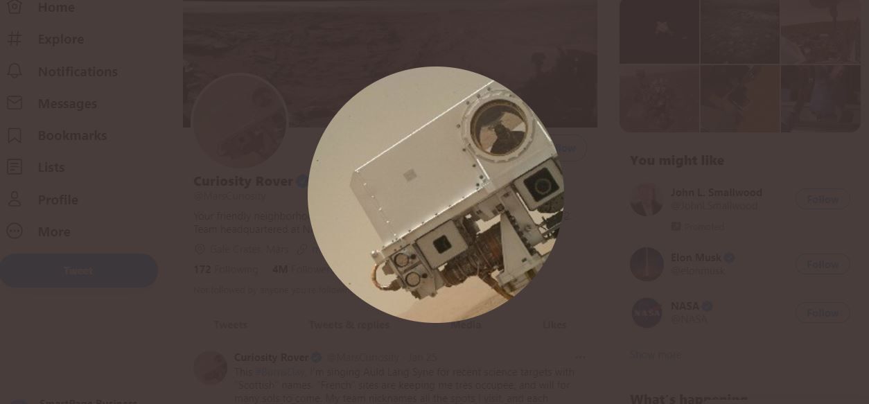 Curiosity Rover na Twitteru