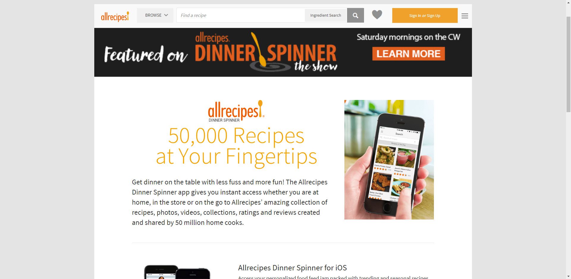 Web Allrecipes Dinner Spinner.