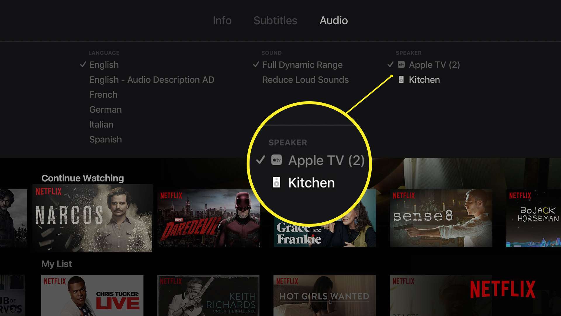 Výběr reproduktorů Apple TV