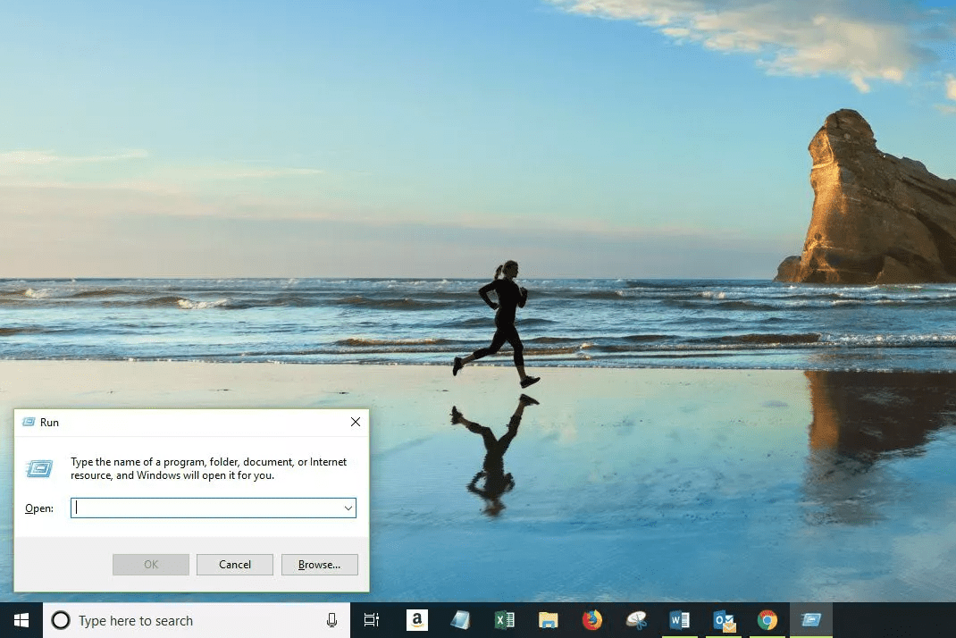 Screenshot dialogového okna Spustit ve Windows 10