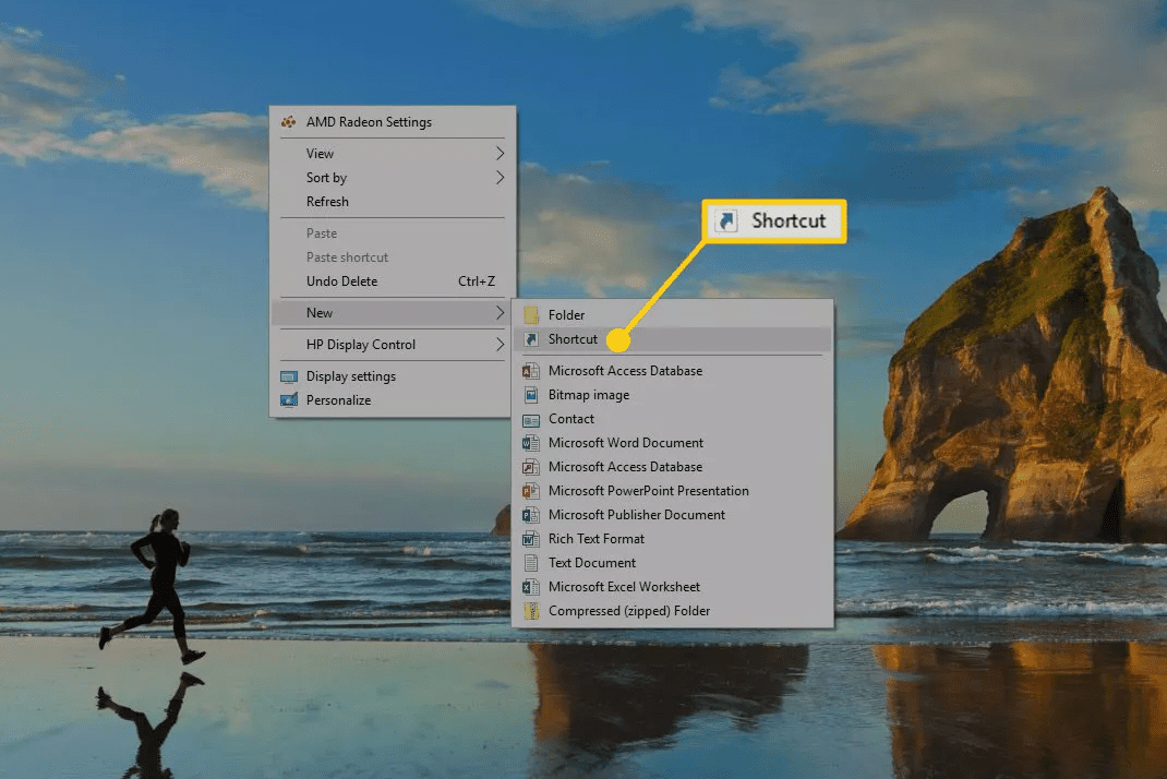 Screenshot z nové místní nabídky ve Windows 10