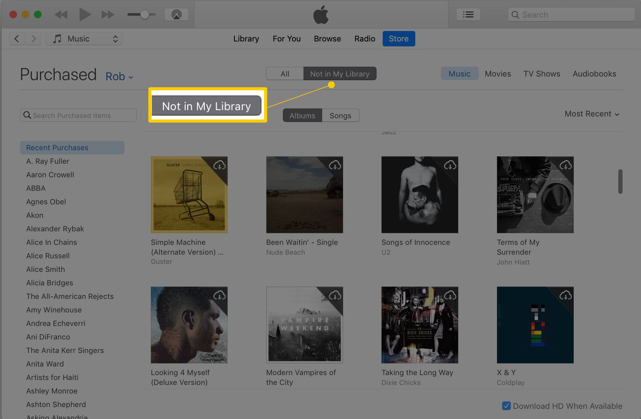 Není v My Library přepnout na screenshot iTunes