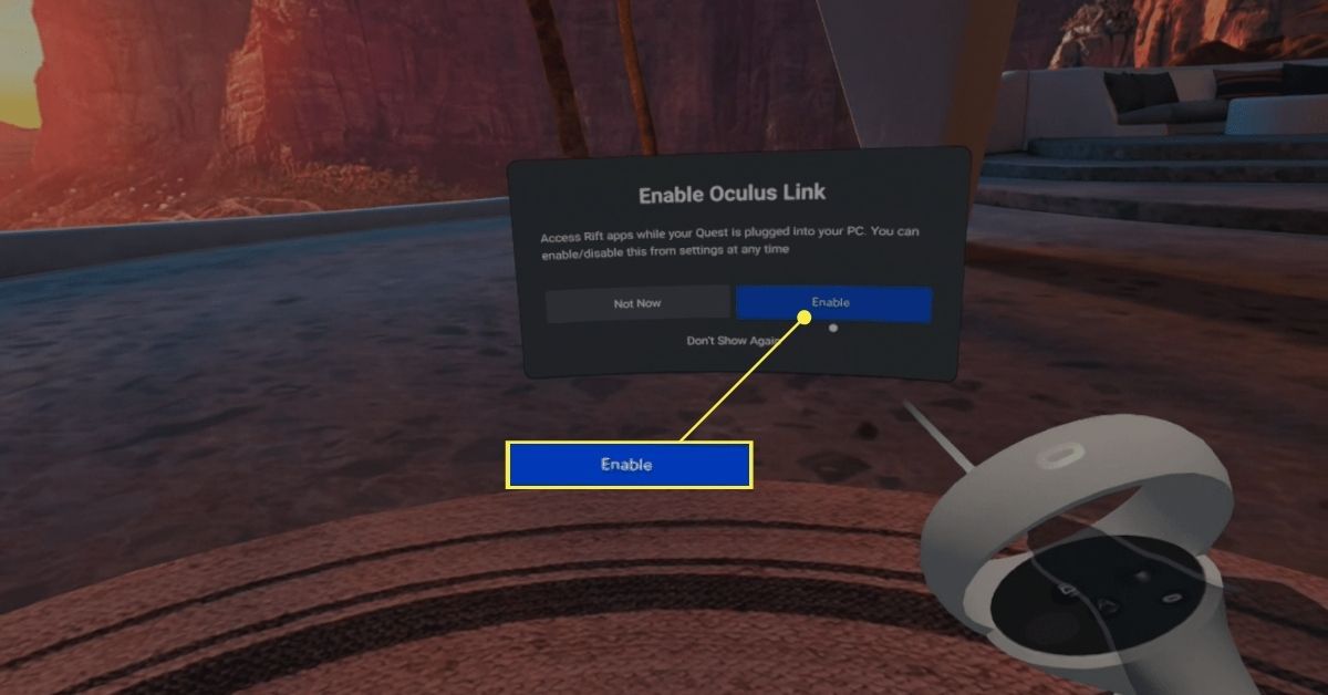 Povolení Oculus Link v náhlavní soupravě Oculus Quest 2.