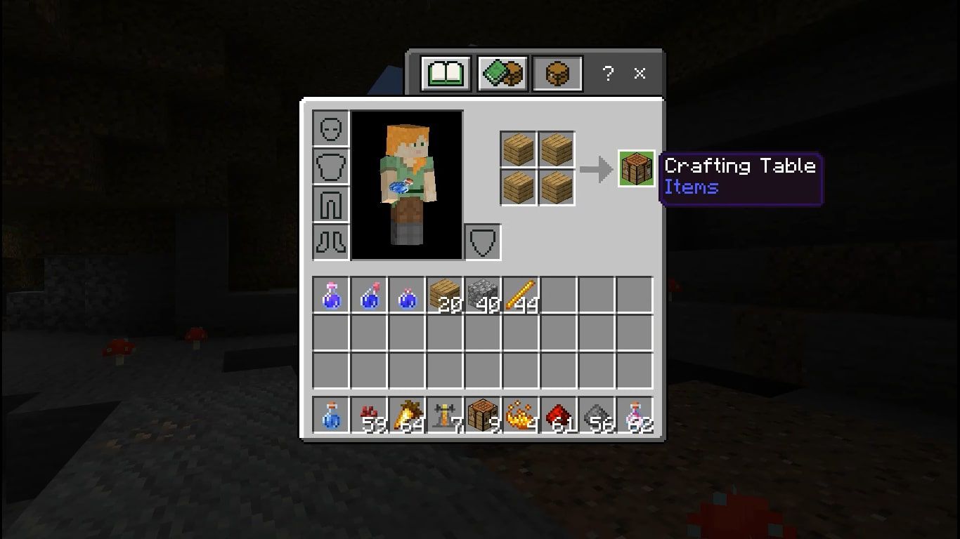 Vytvořte Crafting Table pomocí čtyř dřevěných prken.