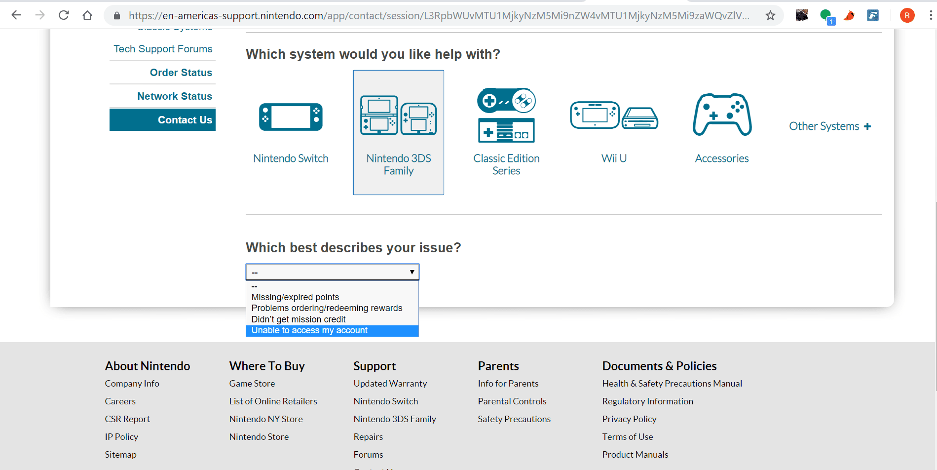 V rozevírací nabídce v části Který nejlépe popisuje vaše problémy?