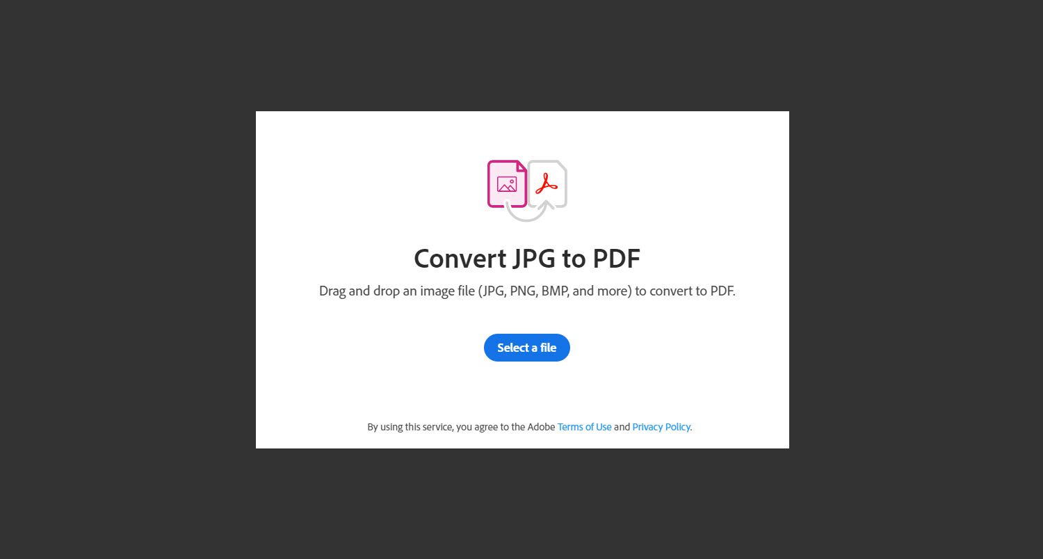 Online převaděč Adobe.com pro JPG do PDF