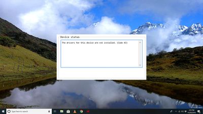 Dialogové okno chyby ovladačů pro toto zařízení není nainstalováno (kód 43) na ploše Windows 10