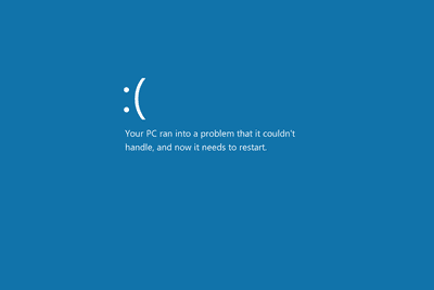 Obrázek modré obrazovky smrti (BSOD) ve Windows 10