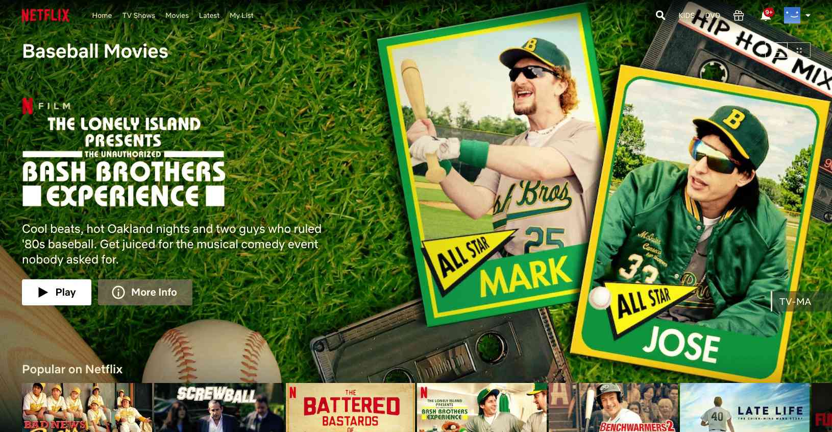 Baseball Movie Bash Brothers nalezen se skrytými kódy Netflix