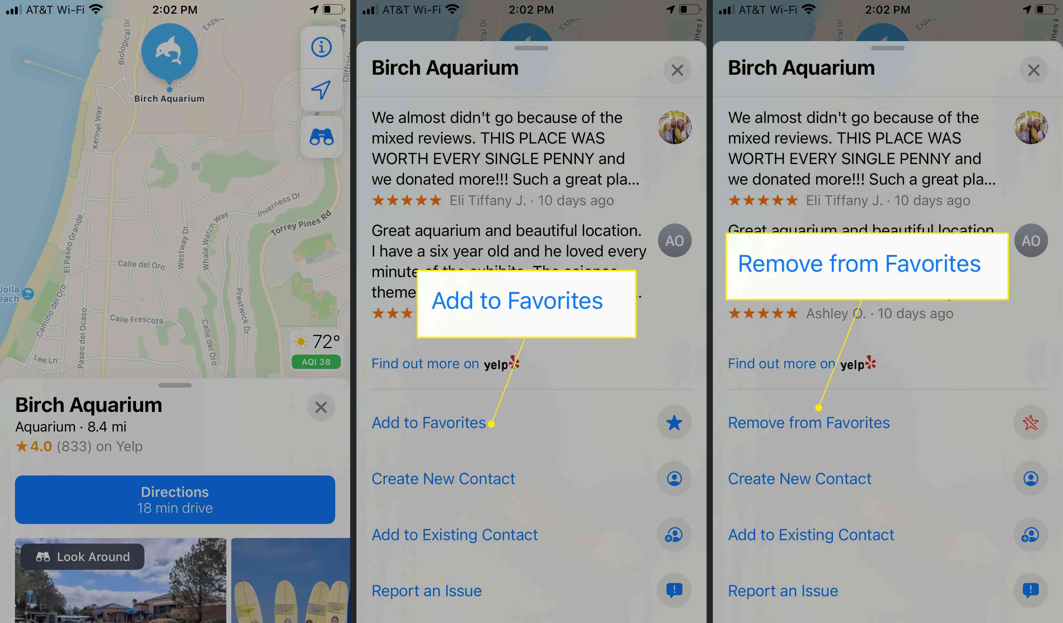 Apple Maps Přidat k oblíbeným a odebrat z oblíbených