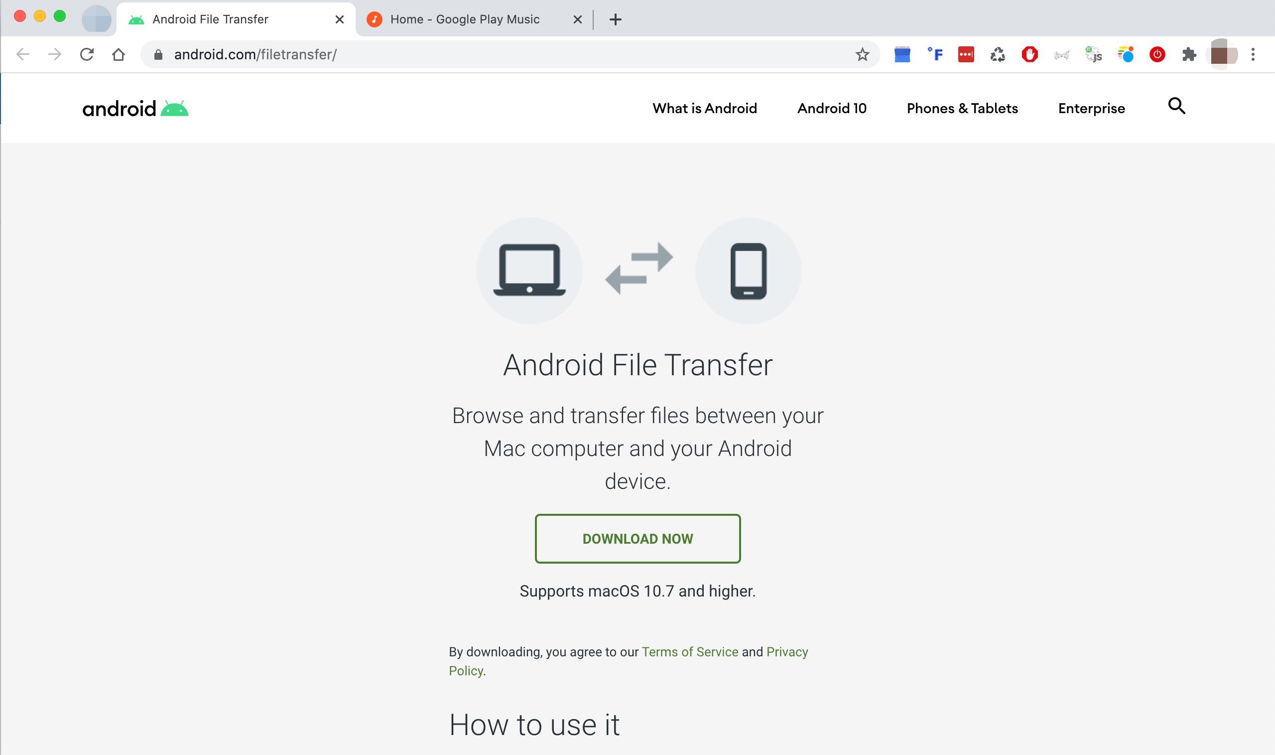 Web aplikace Android File Transfer