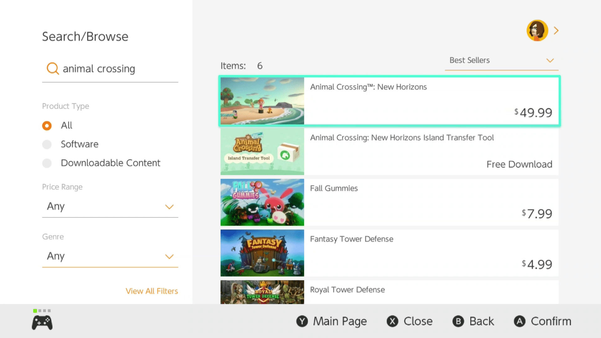 Ve výsledcích hledání eShopu Nintendo zvýrazněno Animal Crossing.