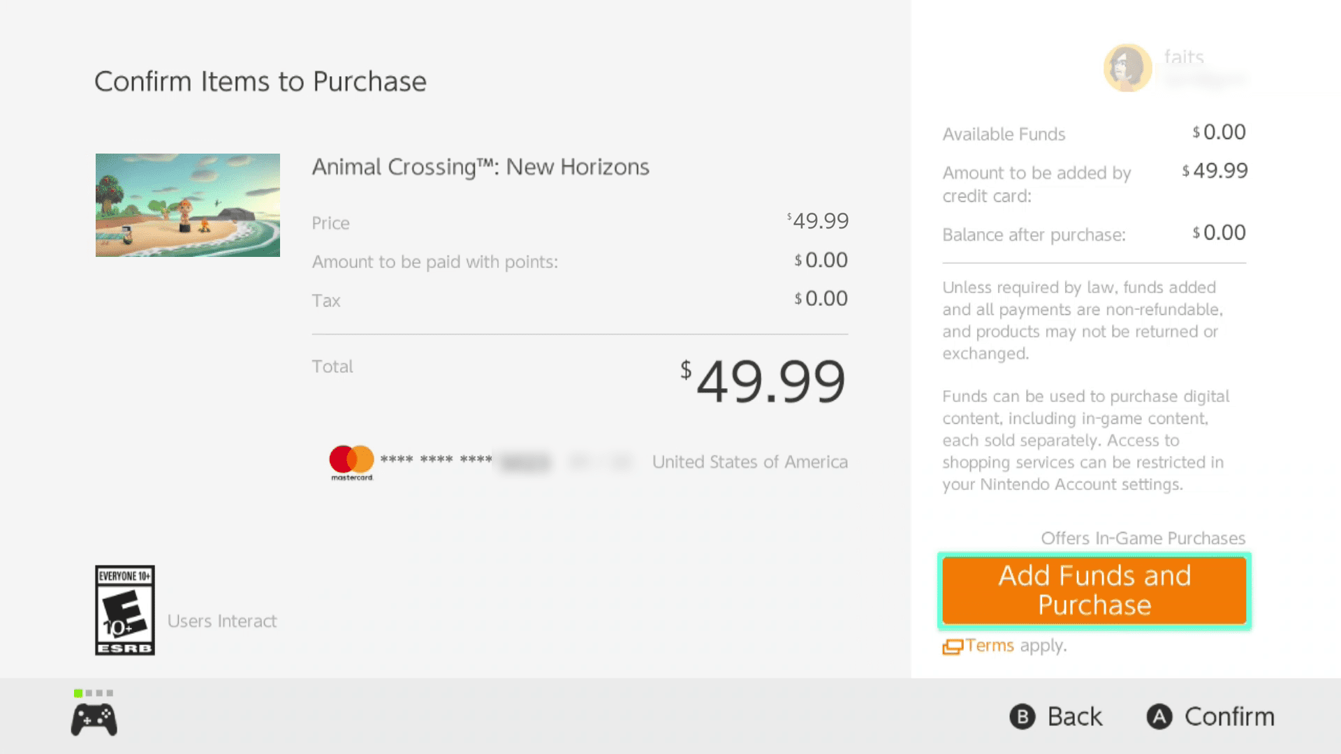 V eShopu Nintendo zvýrazněné tlačítko Přidat prostředky a nákup.