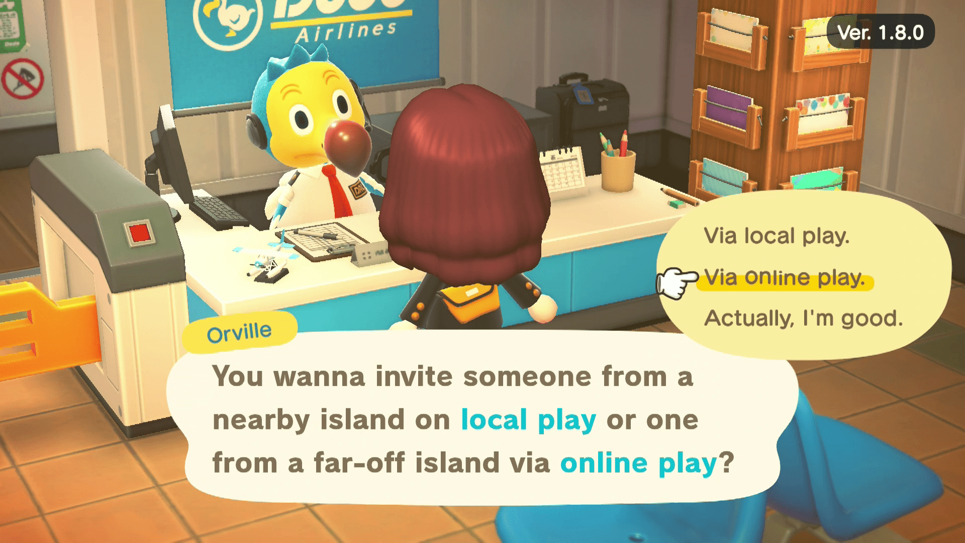 Prostřednictvím online hry vybrané ve hře Animal Crossing.