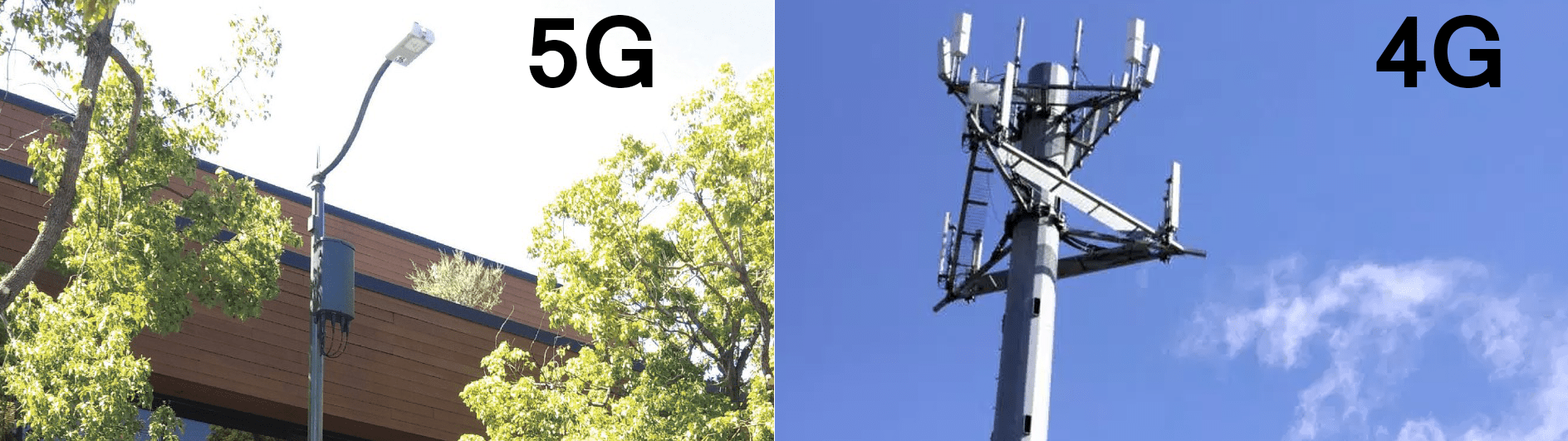 5G vs 4G buněčná věž