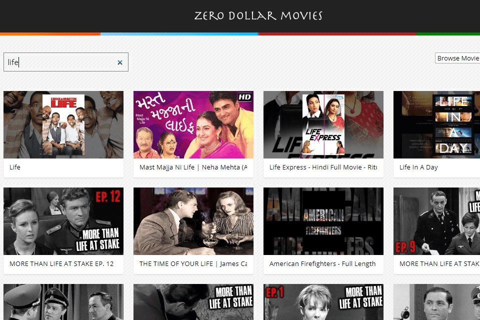 Webové stránky Zero Dollar Movies