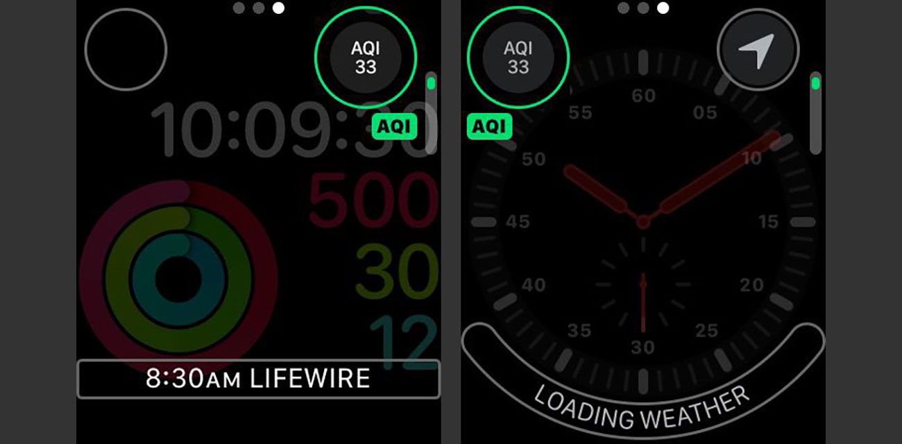 Komplikace AQI na Apple Watch