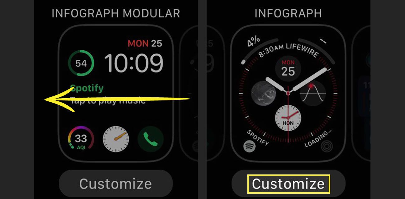 Tlačítko Přizpůsobit pro tvář Apple Watch