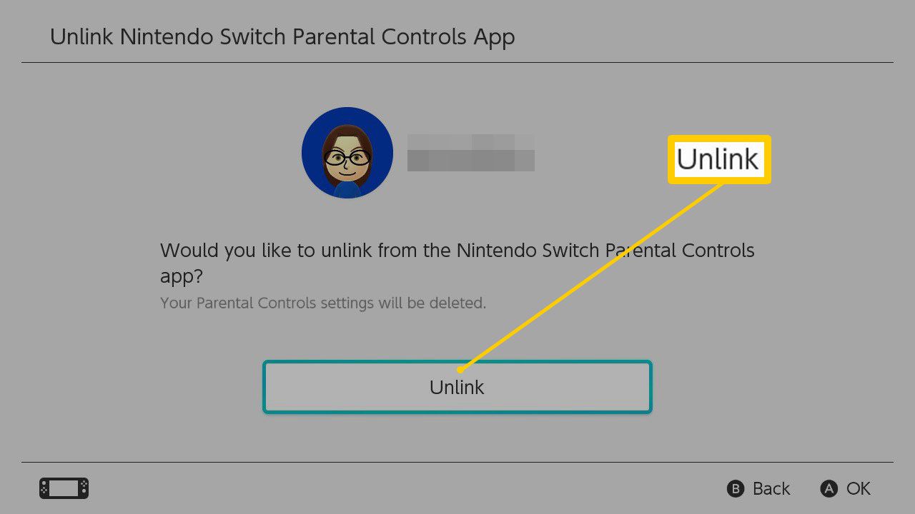 Obrazovka aplikace Nintendo Switch Parental Controls