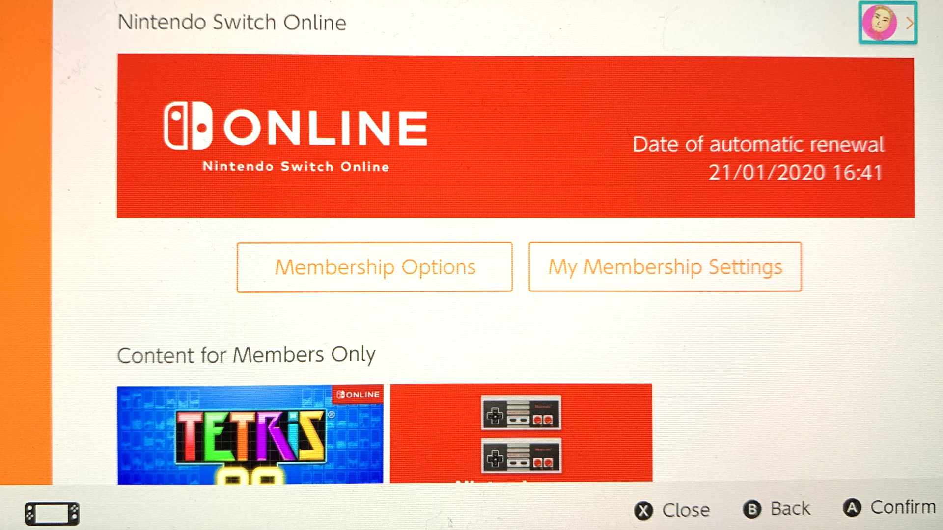 Nintendo eShop v herní konzoli Nintendo Switch.