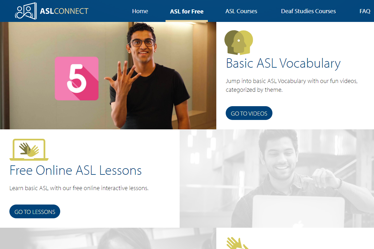 ASLConnect prostředky znakového jazyka z Gallaudet University