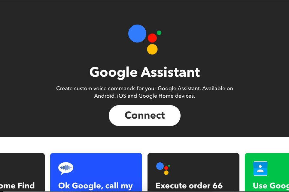 Kanál Google Assistant na snímku obrazovky IFTTT