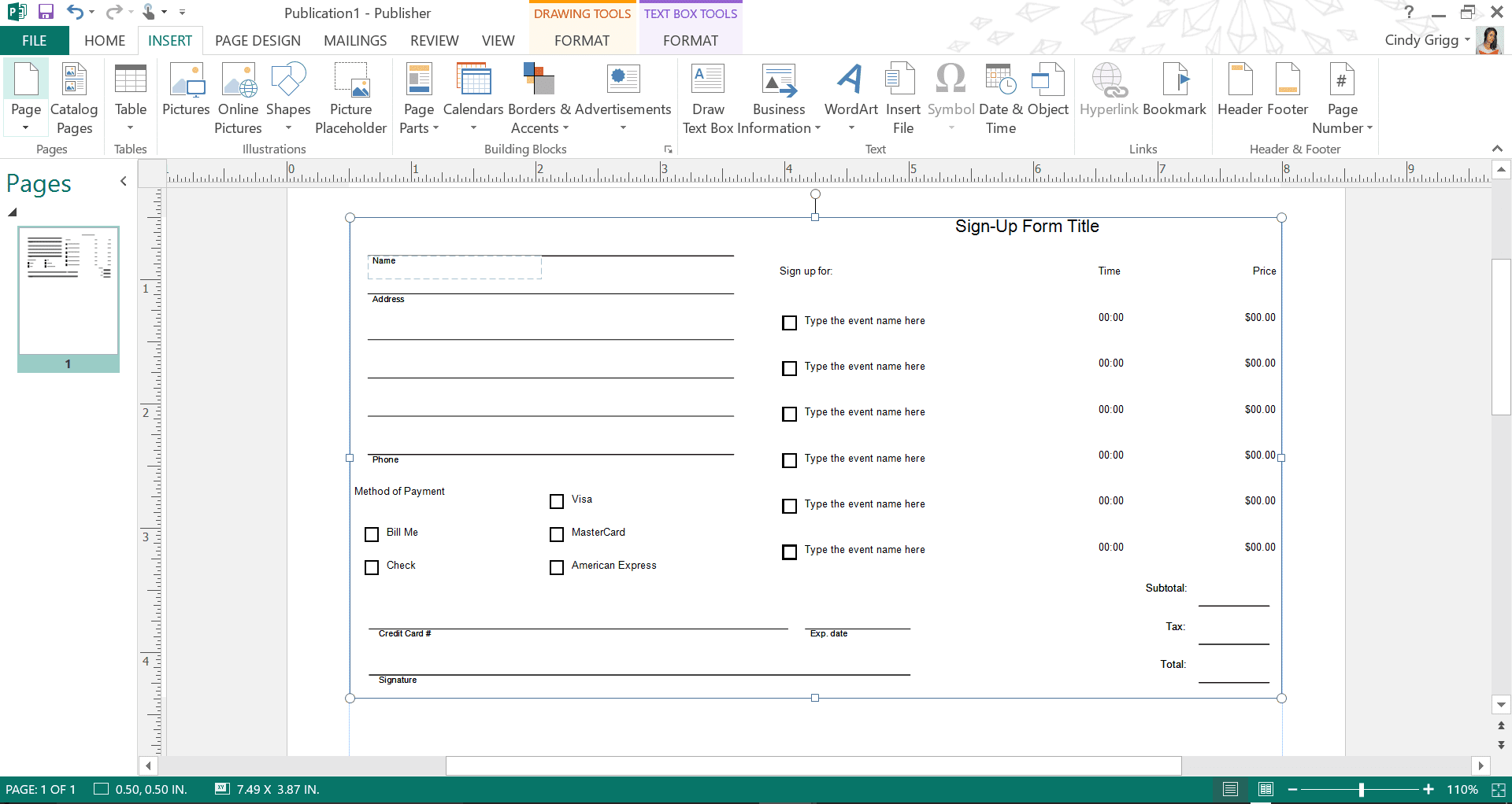 Nejlepší přihlašovací nebo odezvové části stránky formuláře pro Microsoft Publisher