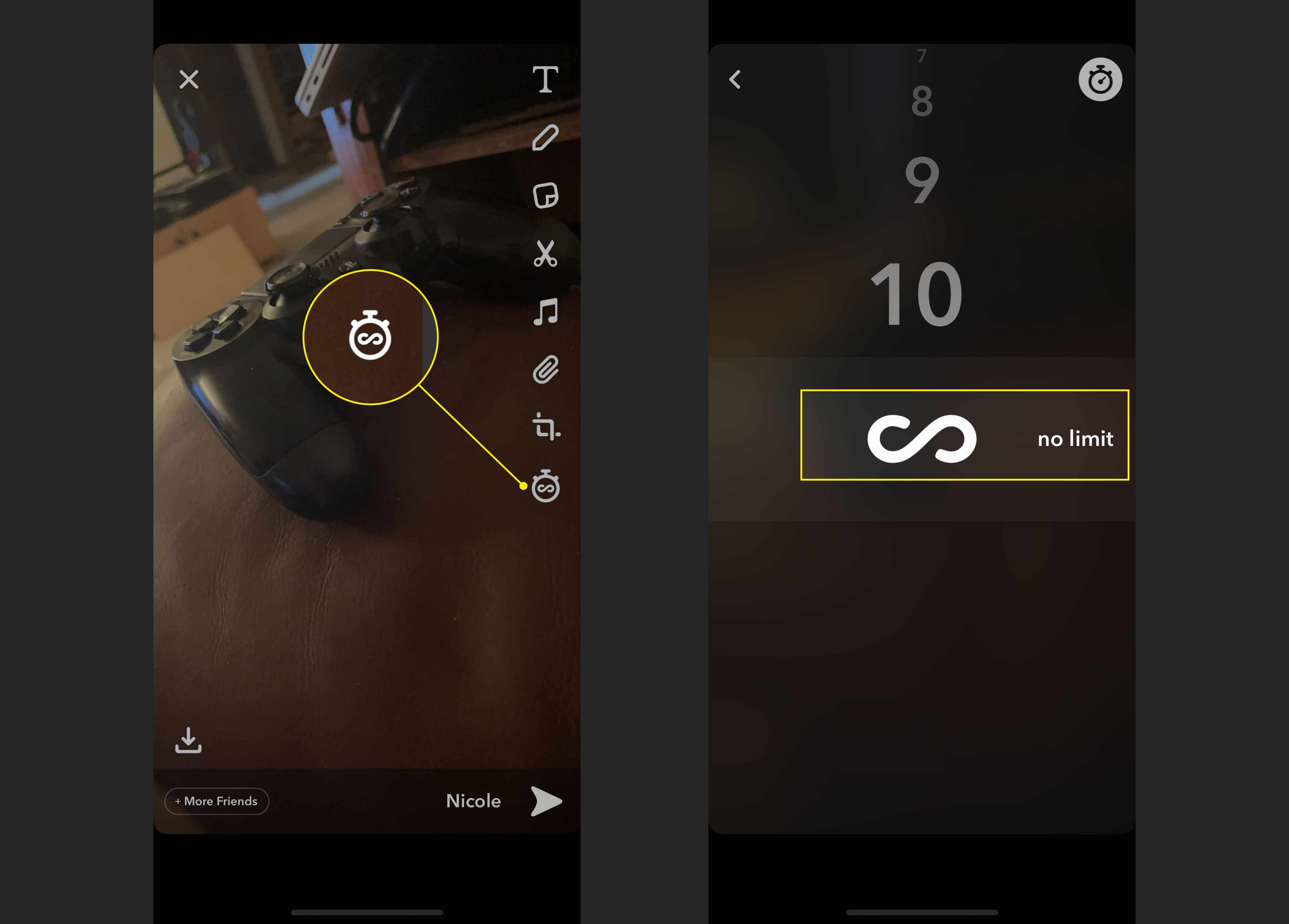 Nastavení časovače pro fotografii Snap in Snapchat