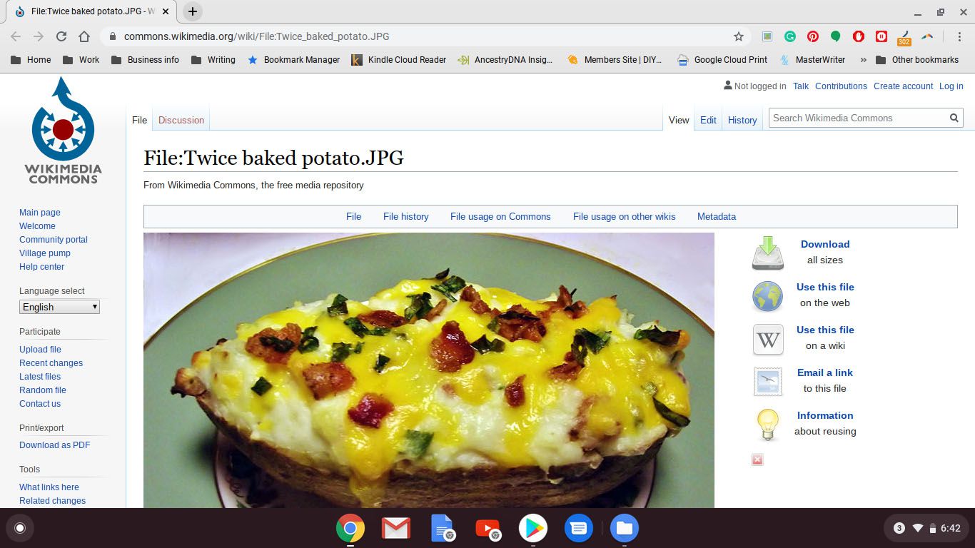 Obrázek pečeného bramboru na webu.