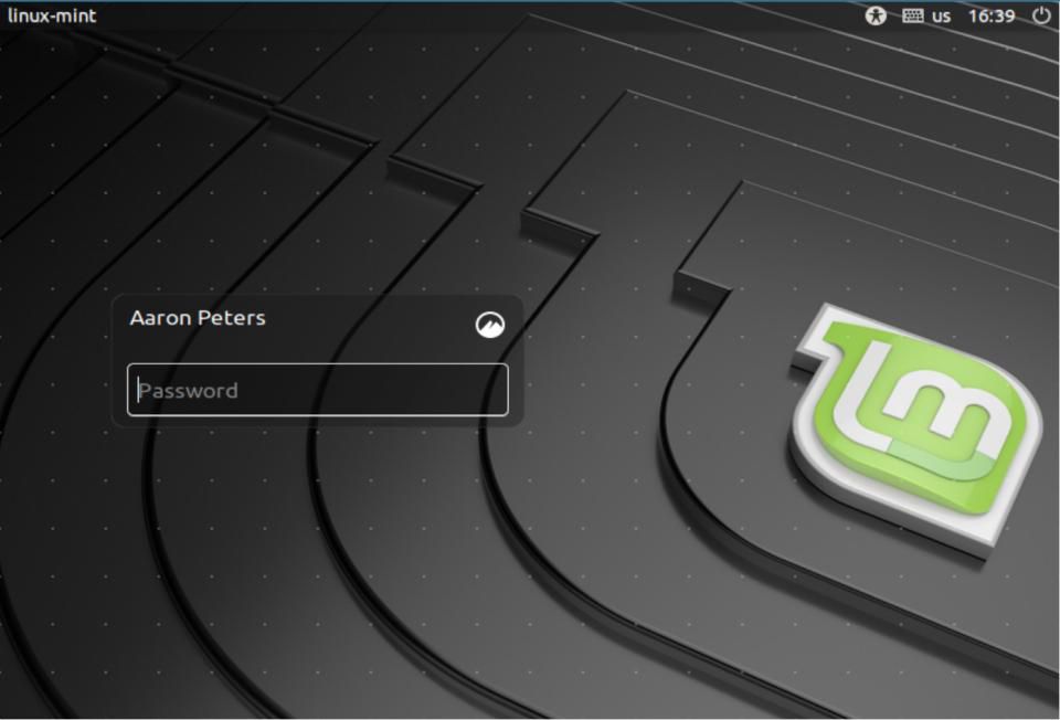 Přihlašovací obrazovka Linux Mint