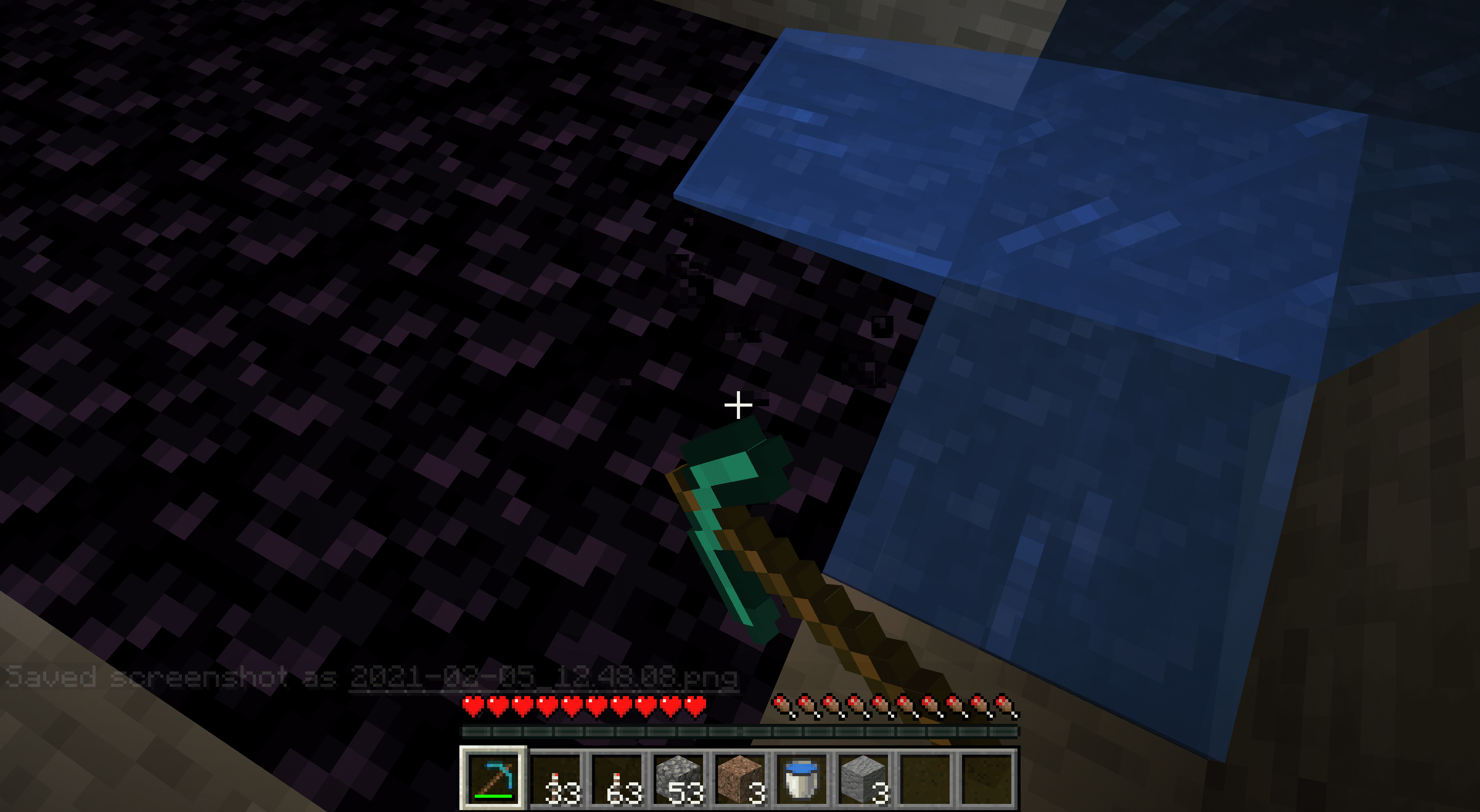 Těžařský obsidián v Minecraftu.