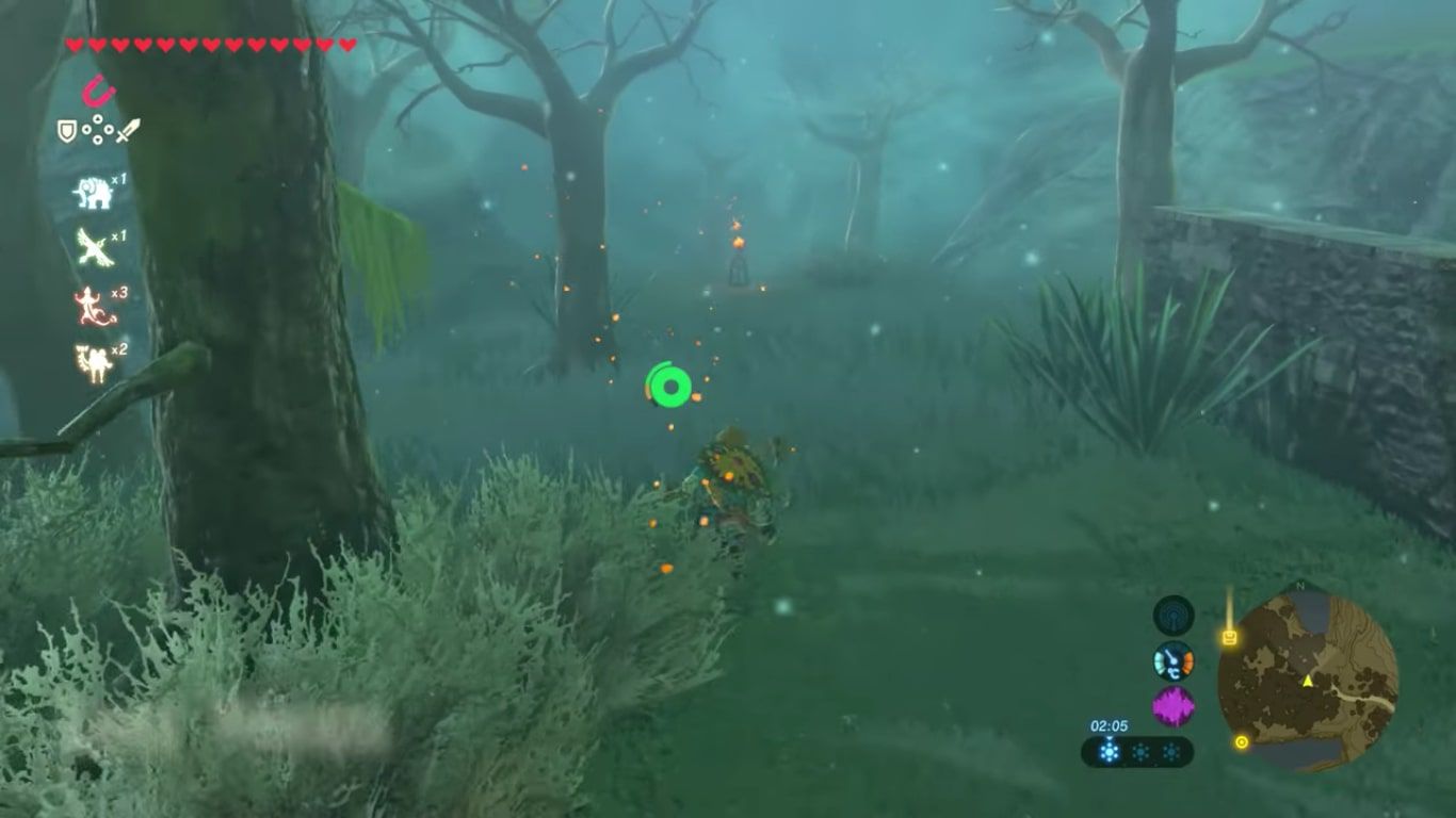 Link běží směrem k pochodni v Zelda: Breath of the Wild