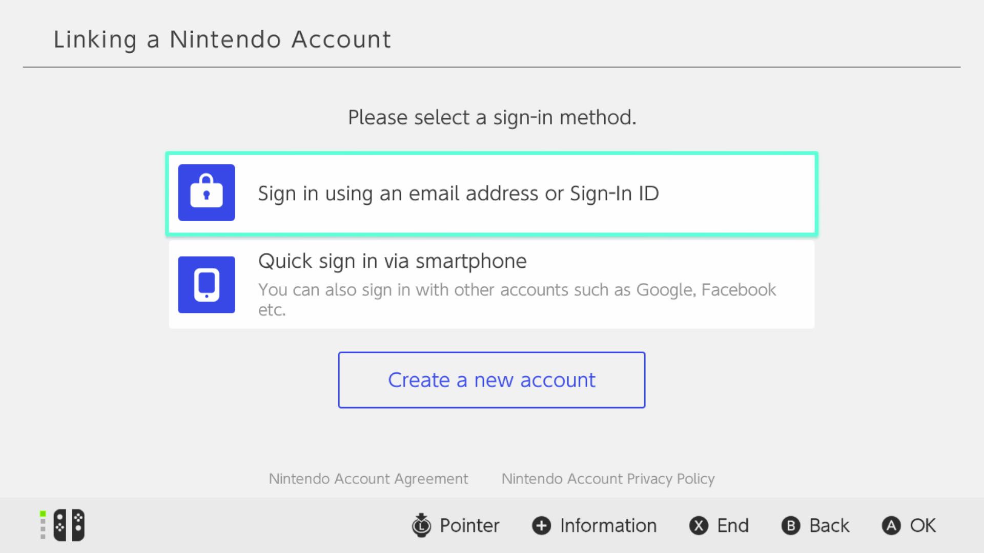 Propojení obrazovky účtu Nintendo na Nintendo Switch