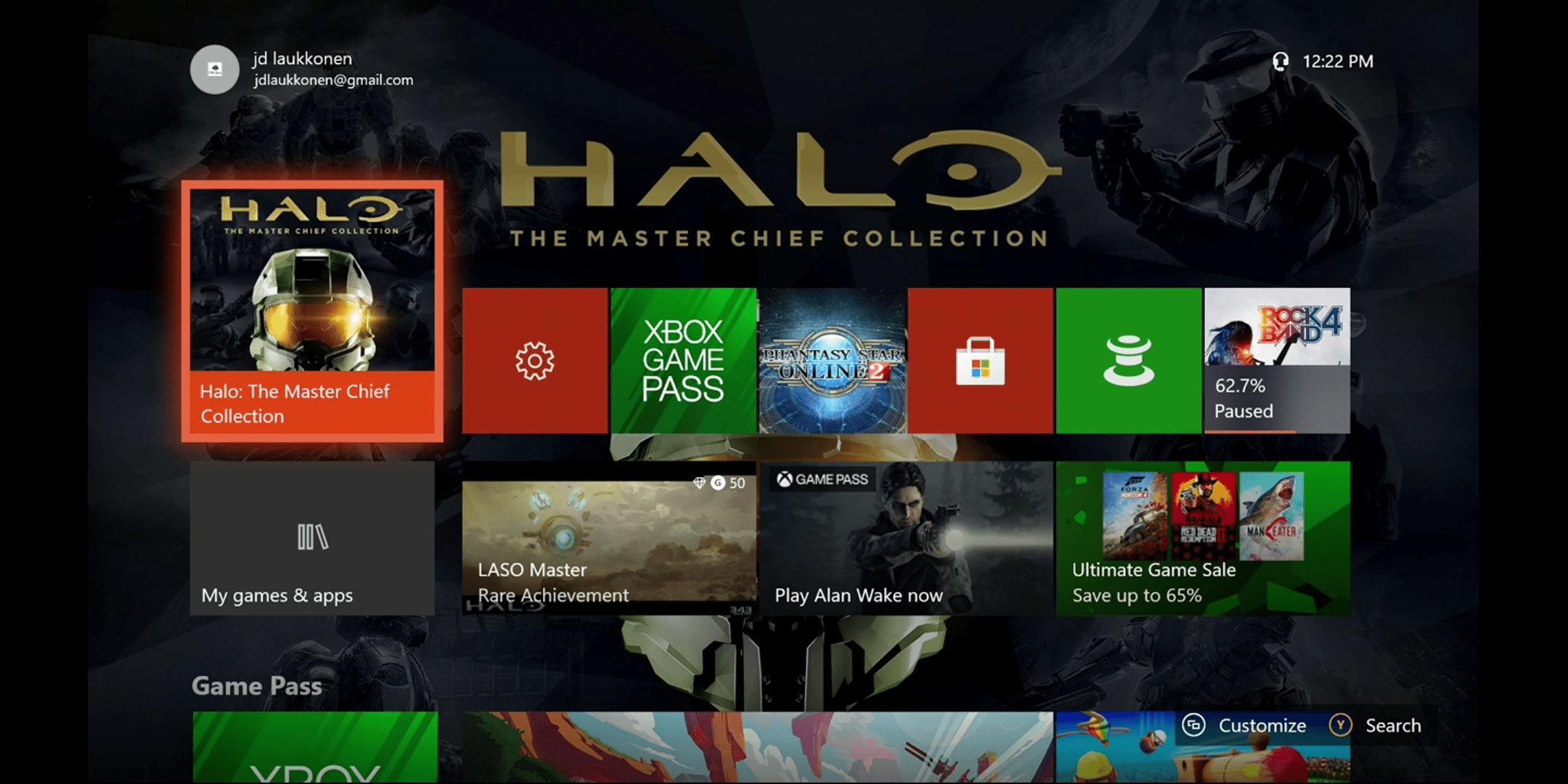 Snímek obrazovky streamování Xbox One do telefonu.