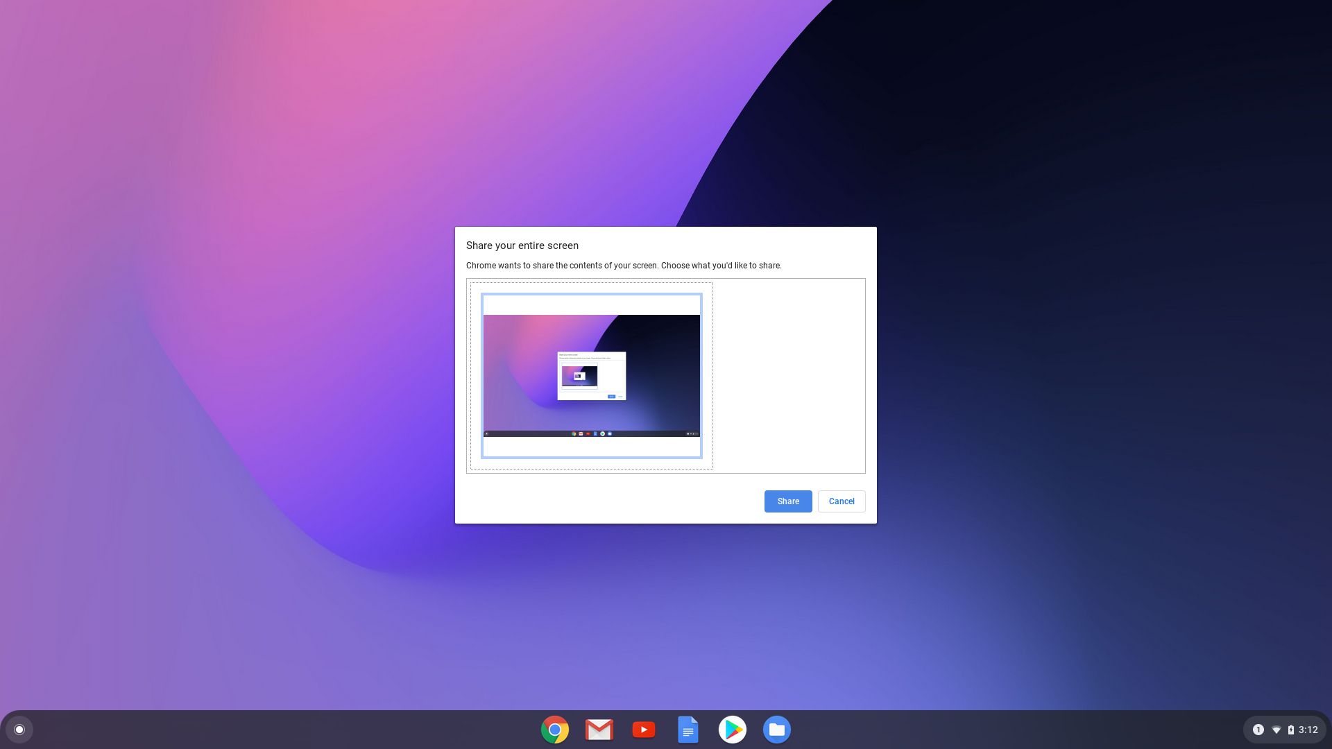 Chrome OS Chromecast Výběr obrazovky