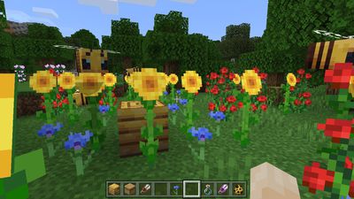 Včely opylují úl v Minecraftu.