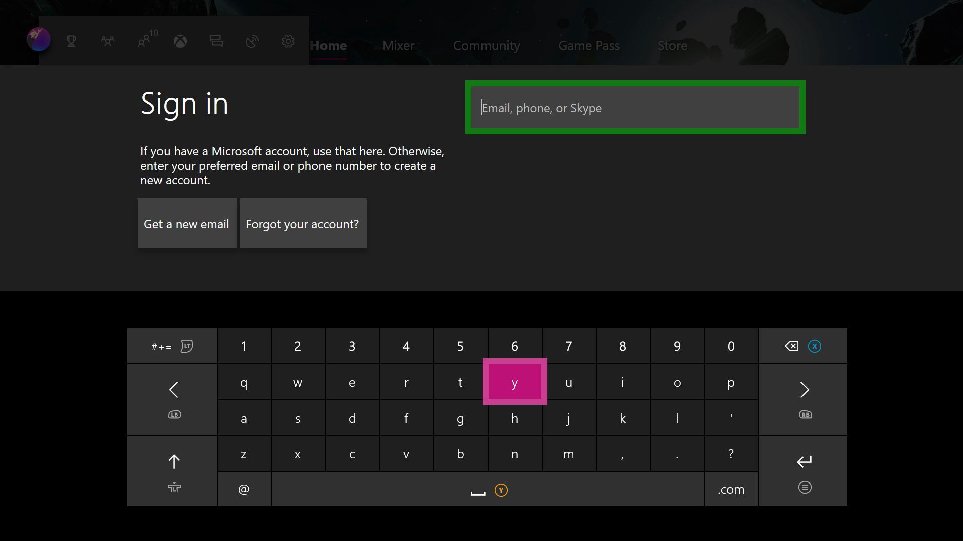 Vytvoření účtu Xbox v konzole Xbox One.