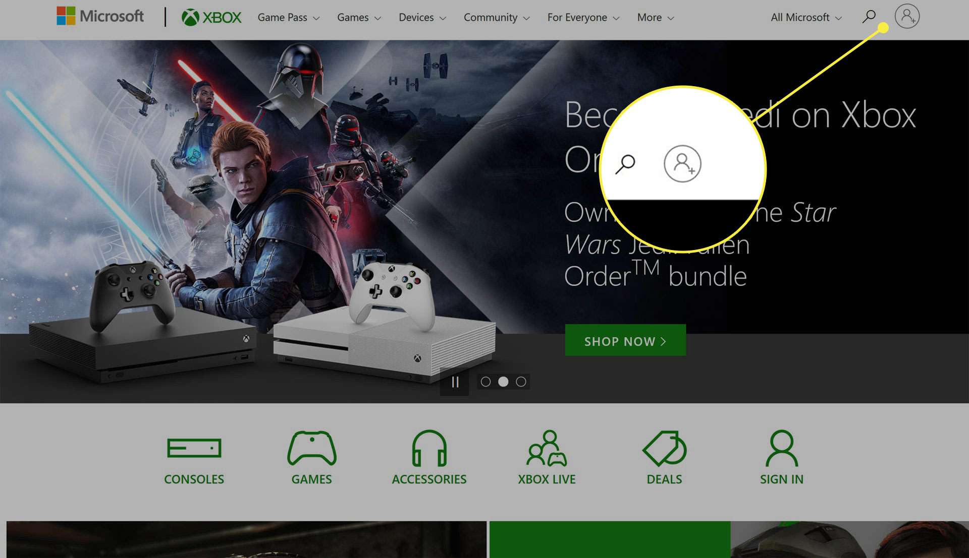 Ikona účtu na Xbox.com