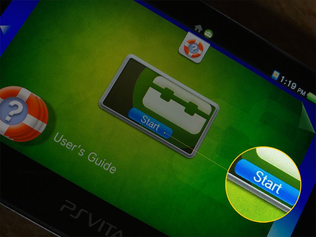 Tlačítko Start pro aplikaci Nastavení PS Vita