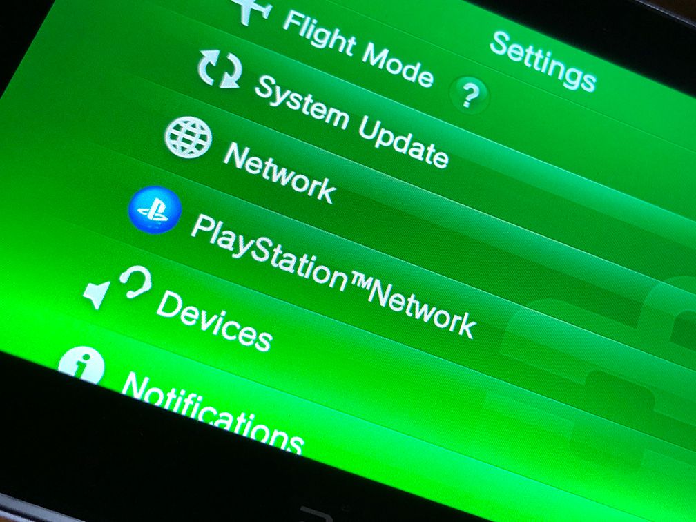 Tlačítko PlayStation Network v aplikaci PS Vita Settings