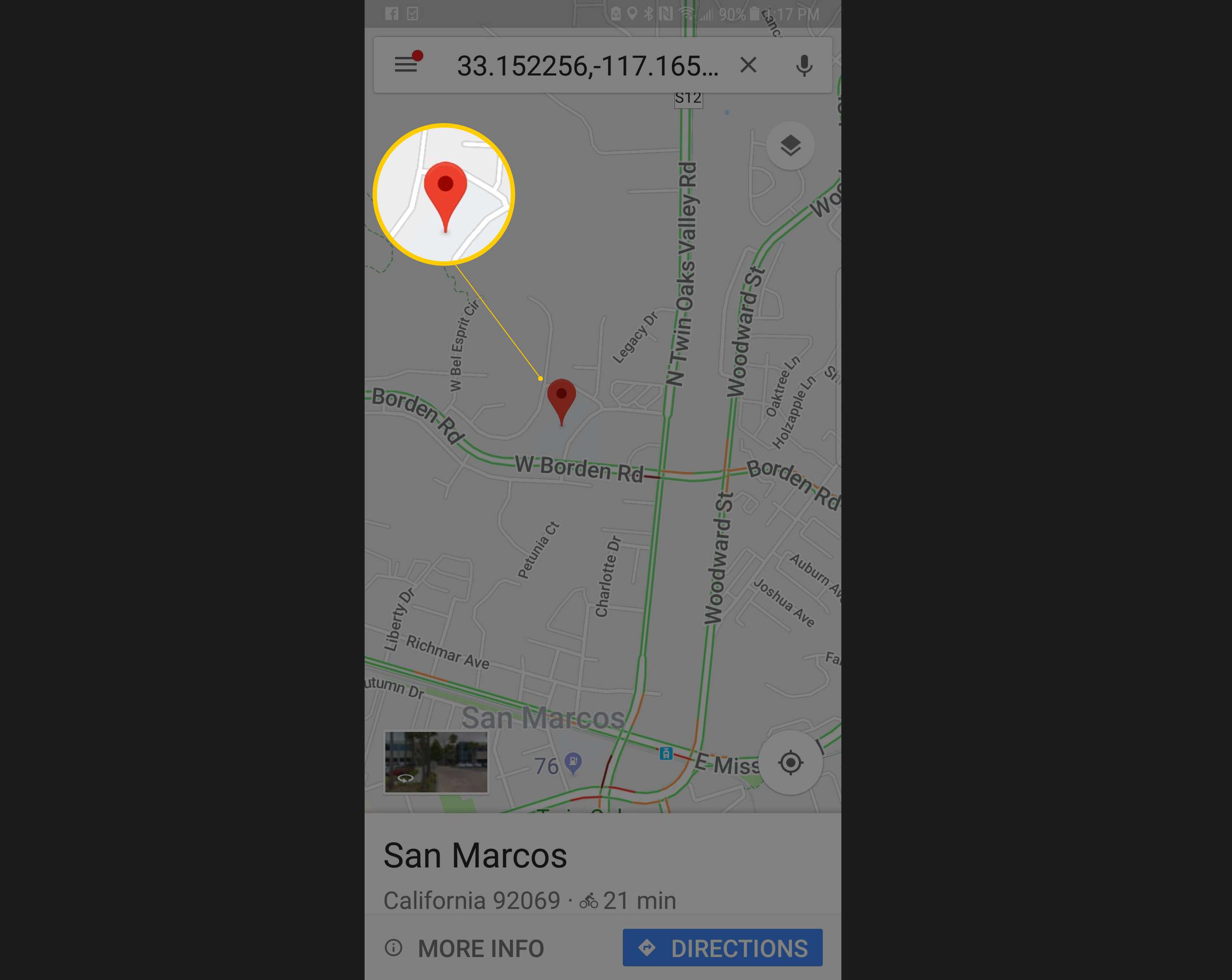 Umístěte značku do verze Map Google pro Android