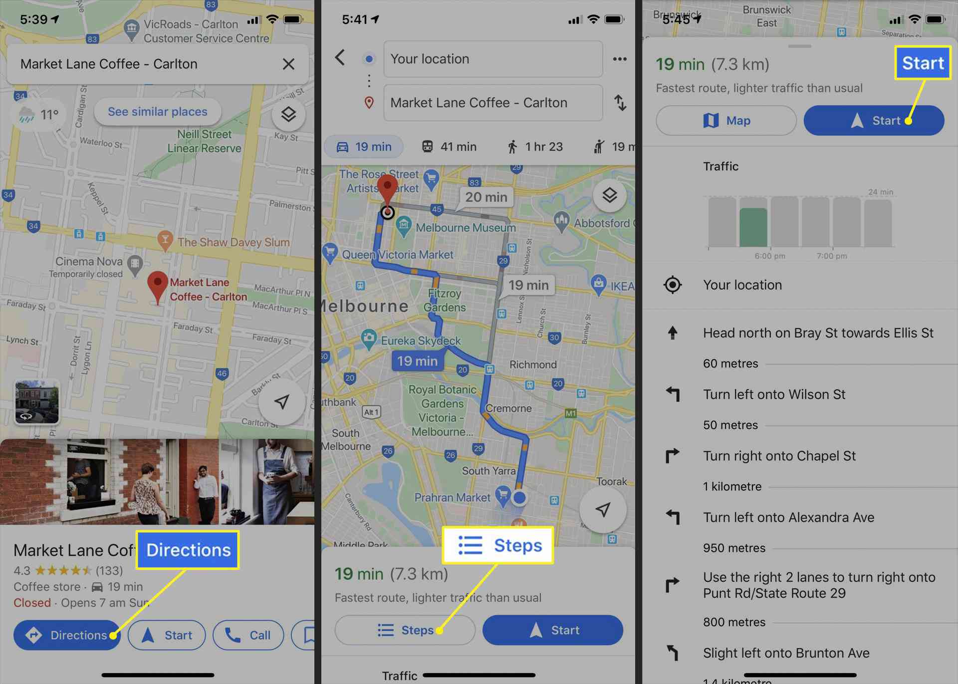 Trasy jízdy v Mapách Google v aplikaci pro iPhone
