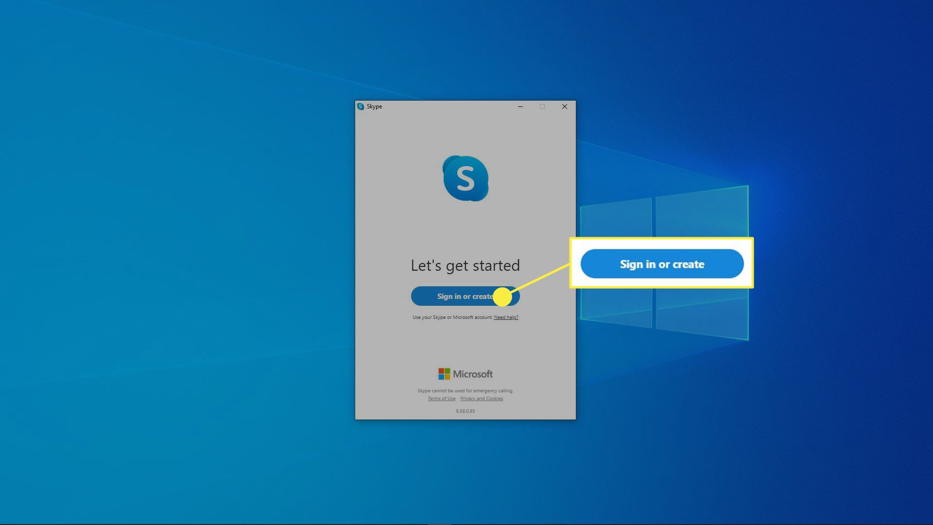 Screenshot instalačního programu Skype.