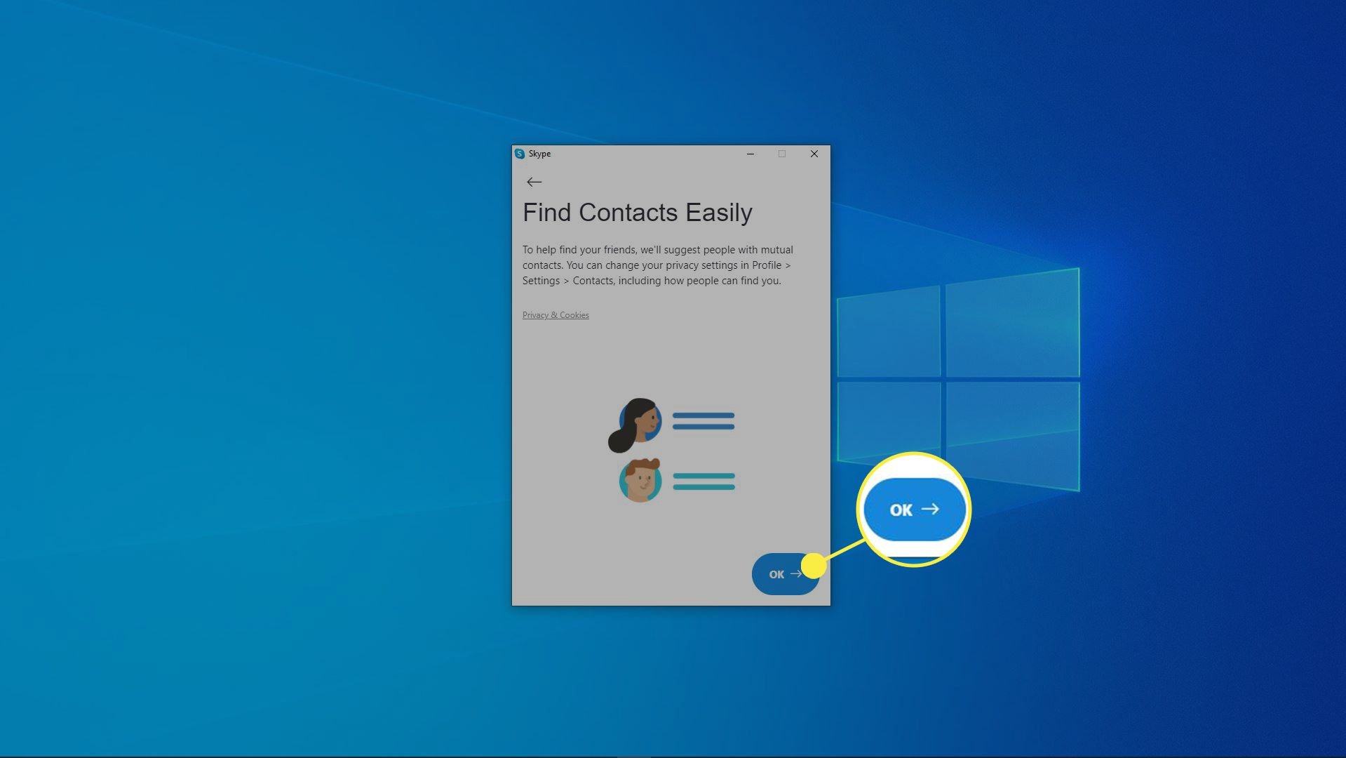 Screenshot procesu instalace Skype.