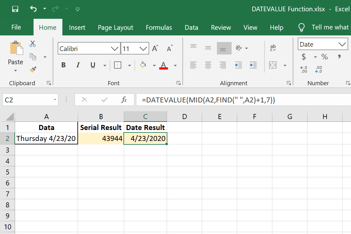 DATEVALUE Excel funkce kombinovaná s MID a FIND