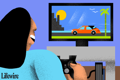 Ilustrace osoby hrající Grand Theft Auto: Vice City