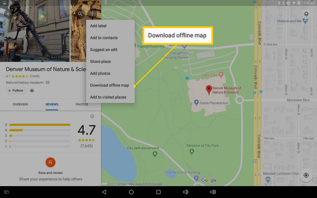 Stáhněte si položku nabídky offline mapy v Mapách Google