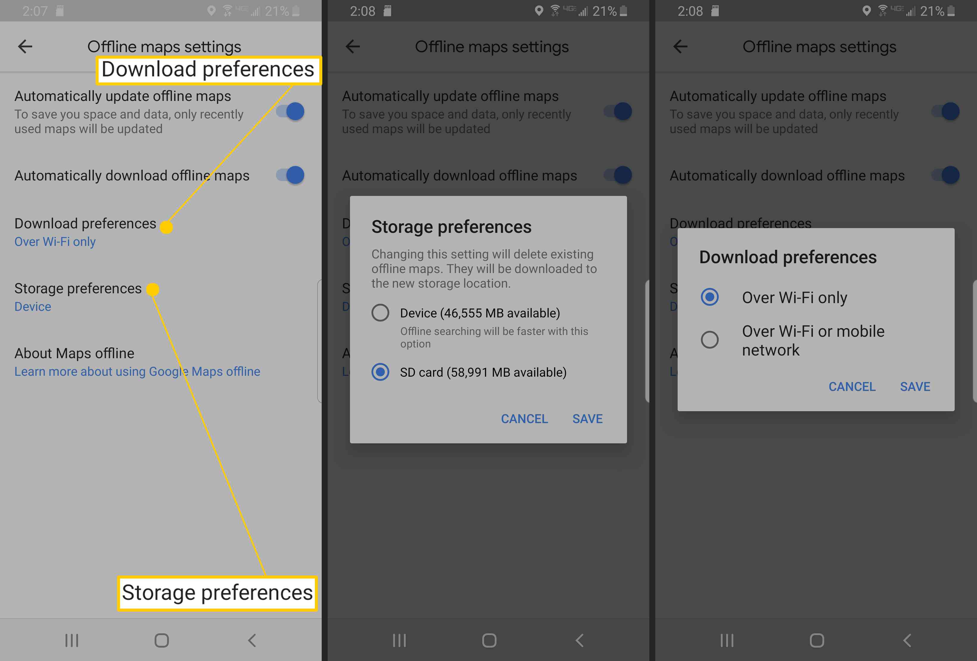 Aplikace Mapy Google pro Android.
