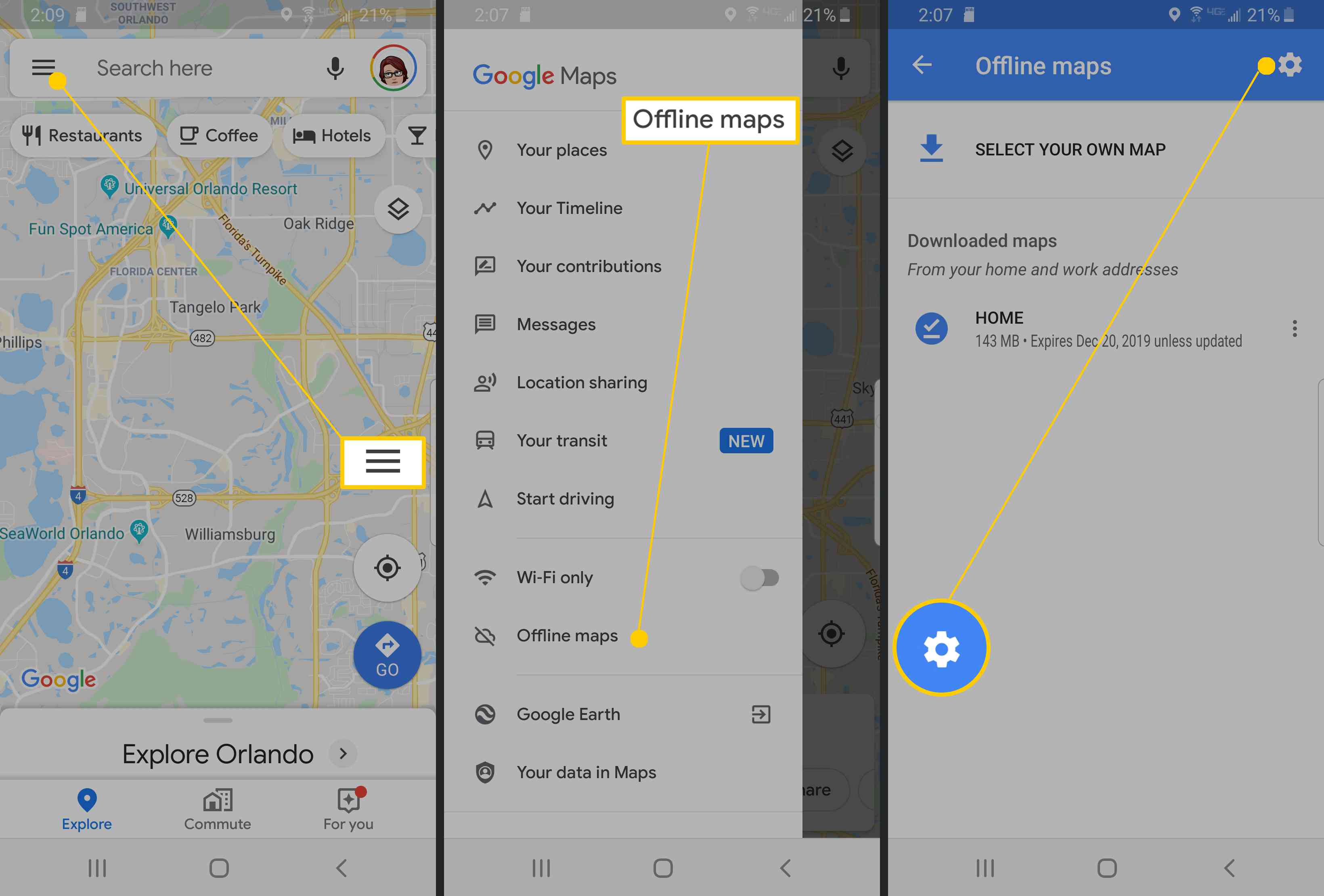 Aplikace Mapy Google pro Android.