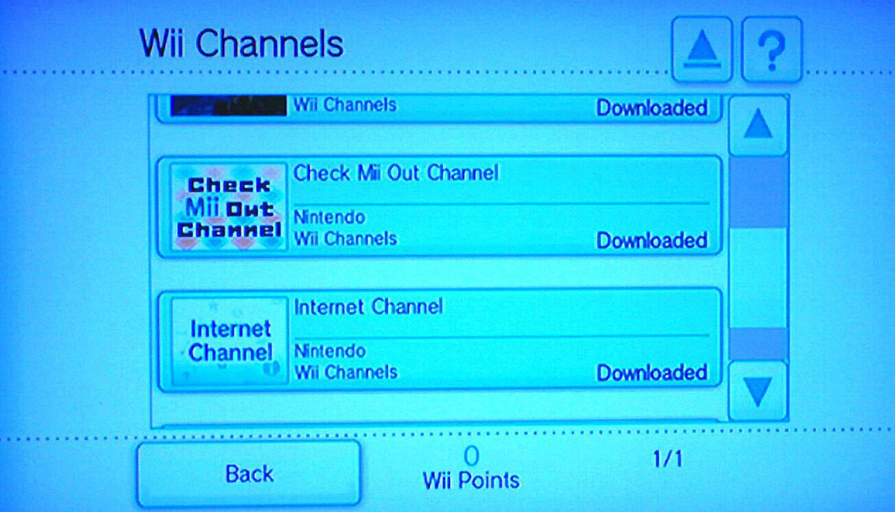 Screenshot kanálů Wii